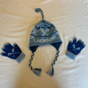 Women's Chalk Talk Sports Blue Lacrosse Winter Hat and Gloves Set